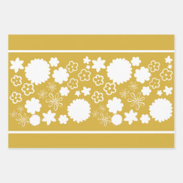 Goldene Blume Blumenmuster Geschenkpapier Set