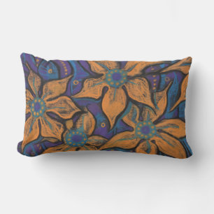 Goldene Blume, dekorative Malerei, Pastellfarben, Lendenkissen