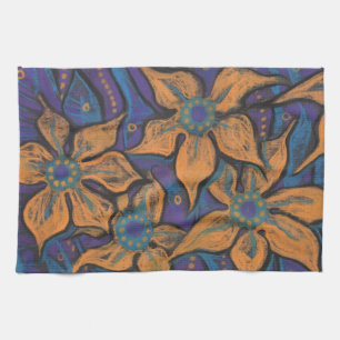 Goldene Blume, dekorative Pastellfarben, Blumen Geschirrtuch