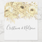 Goldene Blume Elegante Moderne Hochzeit Weinetikett (Einzelnes Label)