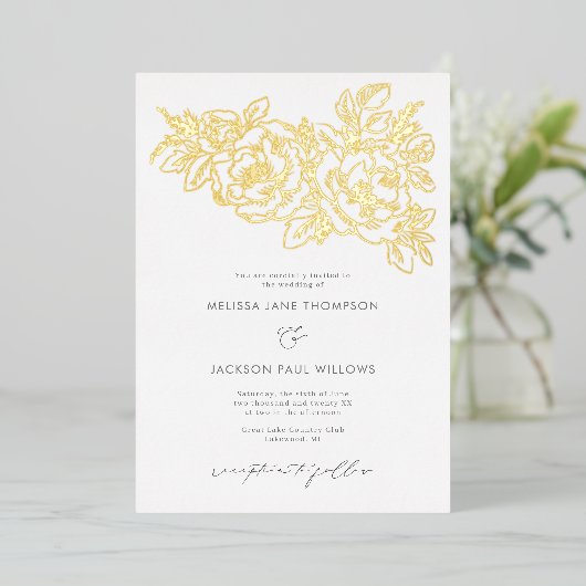 Goldene Blume Folieneinladung (Stehend vorne)