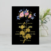 Goldene Blume Folieneinladung (Stehend vorne)