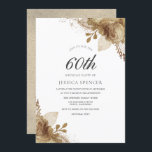 Goldene Blume Frauen oder Mens 60. Geburtstagspart Einladung<br><div class="desc">Goldene Blume Frauen oder Mens 60. Geburtstagsparty Elegantes Blumengolddesign. Änderungen der Einladung und der entsprechenden Artikel in unserem Shop</div>