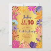 Goldene Blume Geburtstag Einladung (Vorderseite)