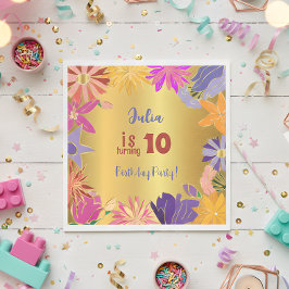 Goldene Blume Geburtstag Serviette