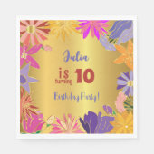 Goldene Blume Geburtstag Serviette (Vorderseite)