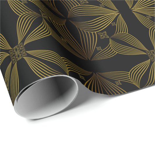 Goldene Blume Geschenkpapier (Rolleneckpunkt)