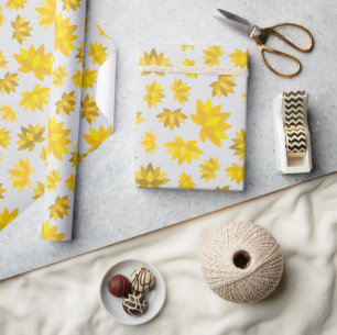 Goldene Blume Herbst leicht Grau nahtlos Geburtsta Geschenkpapier