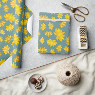Goldene Blume Herbst Nahtlose Geburtstagsfeier Geschenkpapier
