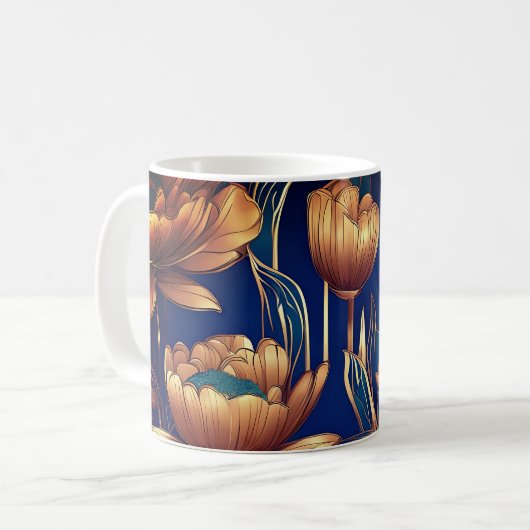 Goldene Blume Kaffeetasse (Vorderseite Links)
