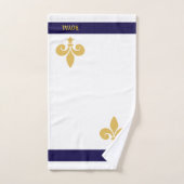 Goldene Blume & Kalligraphie auf Weiß- und Marineb Badhandtuch Set (Handtuch)