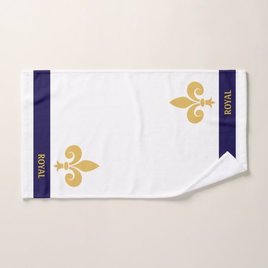 Goldene Blume & Kalligraphie auf Weiß- und Marineb Badhandtuch Set (Handtuch)