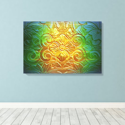 Goldene Blume Leinwanddruck (Insitu (Holzboden))