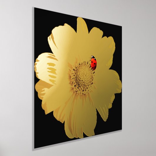 Goldene Blume mit Ladybug Foliendrucke (Ablage )
