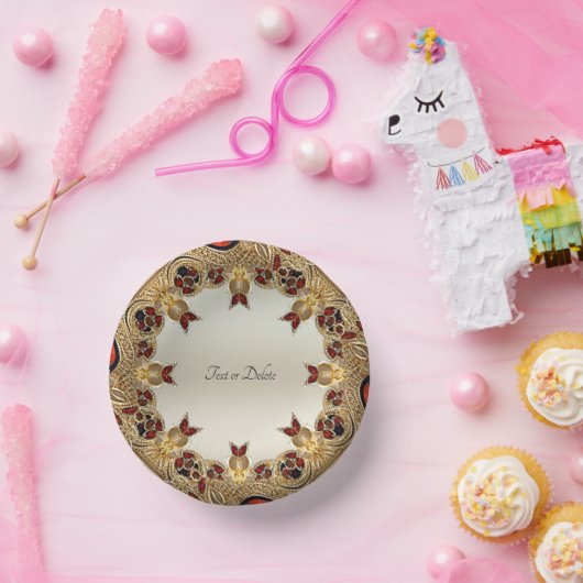 Goldene Blume Pappteller (Party)