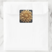 Goldene Blume Quadratischer Aufkleber (Tasche)