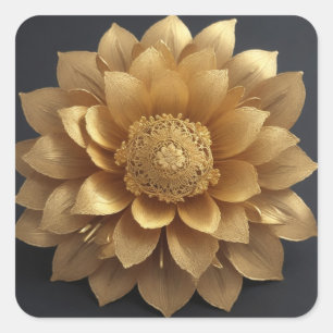 Goldene Blume Quadratischer Aufkleber