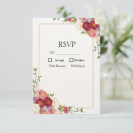 Goldene Blume Rahmen mit hübschen Blume UAWG RSVP Karte