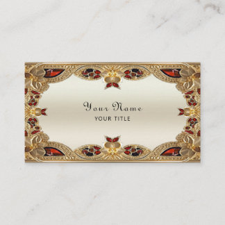 Goldene Blume Red Gemstone Business Card Visitenkarte