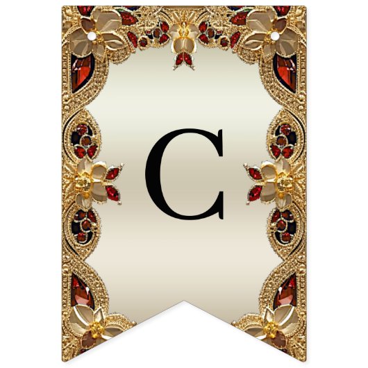 Goldene Blume - Rote Edelsteinjagd Wimpelkette (Erste Fahne)