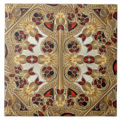 Goldene Blume Roter Edelstein Keramik Tile Fliese (Vorderseite)