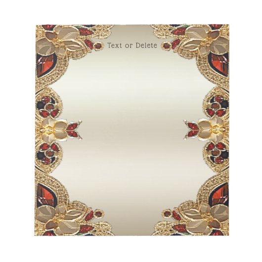 Goldene Blume, roter Edelstein Notepad Notizblock (Vorderseite)