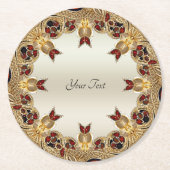 Goldene Blume Roter Edelstein Papier Untersetzer (Vorderseite)