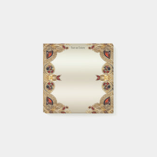 Goldene Blume Roter Edelstein Post Hinweise Post-it Klebezettel