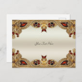 Goldene Blume Roter Edelstein Postkarte (Vorne/Hinten)