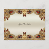 Goldene Blume Roter Edelstein Postkarte (Vorderseite)