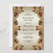 Goldene Blume Roter Edelstein Probe Abendessen Einladung (Vorderseite)