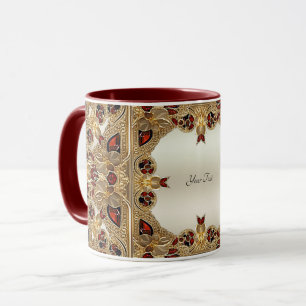 Goldene Blume Roter Edelstein Tasse