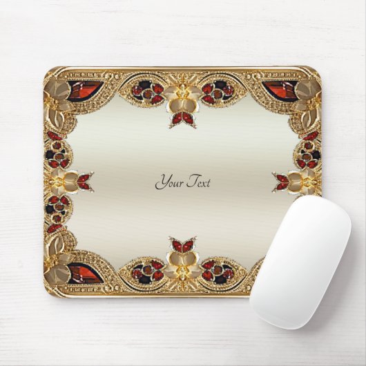 Goldene Blume Roter Gemstone Mousepad (Mit Mouse)