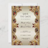 Goldene Blume Roter Gemstone Splendor Save the Dat Save The Date (Vorderseite)
