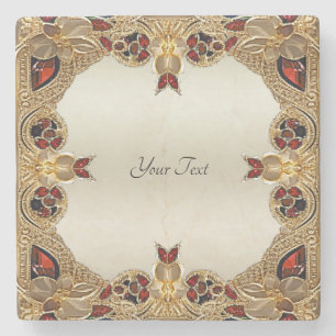 Goldene Blume Roter Steinstein Untersetzer