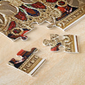 Goldene Blume Rotes Dekorationspuzzle Puzzle (Seite)