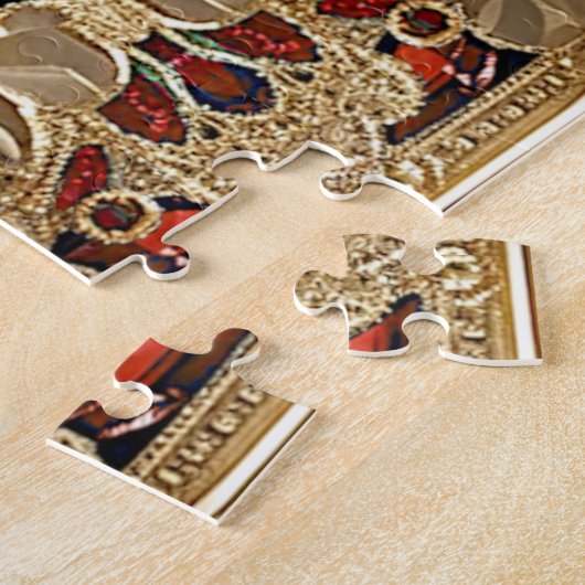 Goldene Blume Rotes Dekorationspuzzle Puzzle (Seite)