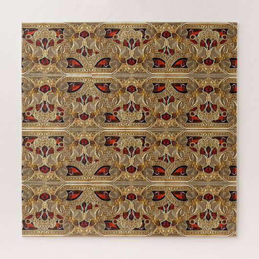 Goldene Blume Rotes Dekorationspuzzle Puzzle (Horizontal)