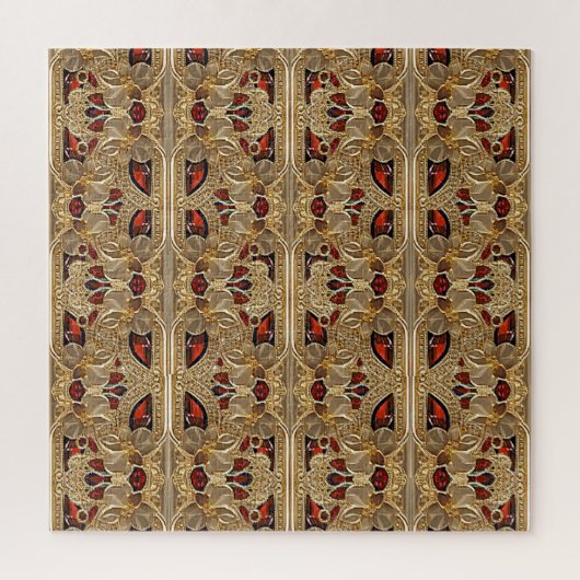 Goldene Blume Rotes Dekorationspuzzle Puzzle (Vertikal)