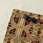 Goldene Blume Rotes dekoratives Badetuch (Beispiel)