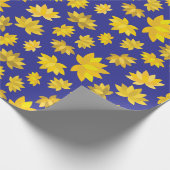 Goldene Blume Royal Blue Nahtloser Erntedank Geschenkpapier (Ecke)