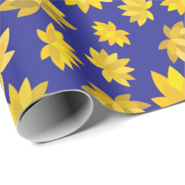 Goldene Blume Royal Blue Nahtloser Erntedank Geschenkpapier