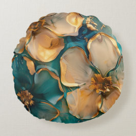 Goldene Blume Rundes Kissen