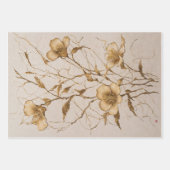 Goldene Blume Trio - Decoupage - Geschenkpapier Set (Vorderseite 2)
