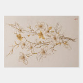 Goldene Blume Trio - Decoupage - Geschenkpapier Set (Vorderseite)