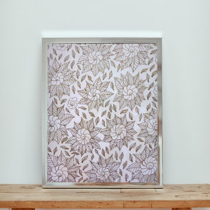 Goldene Blume und Blätter im weißen Hintergrund Fotodruck