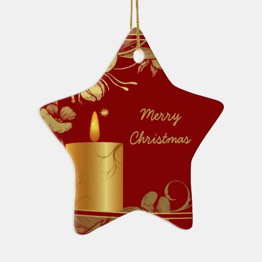 Goldene Blume und Kerzenschmuck Keramik Ornament (Rechts)