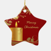 Goldene Blume und Kerzenschmuck Keramik Ornament (Vorne)