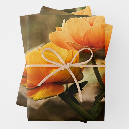 Goldene Blume und Schmetterling Geschenkpapier Set (Beispiel)