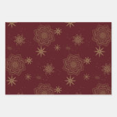 Goldene Blume und Sterne auf Burgund Geschenkpapier Set (Vorderseite)